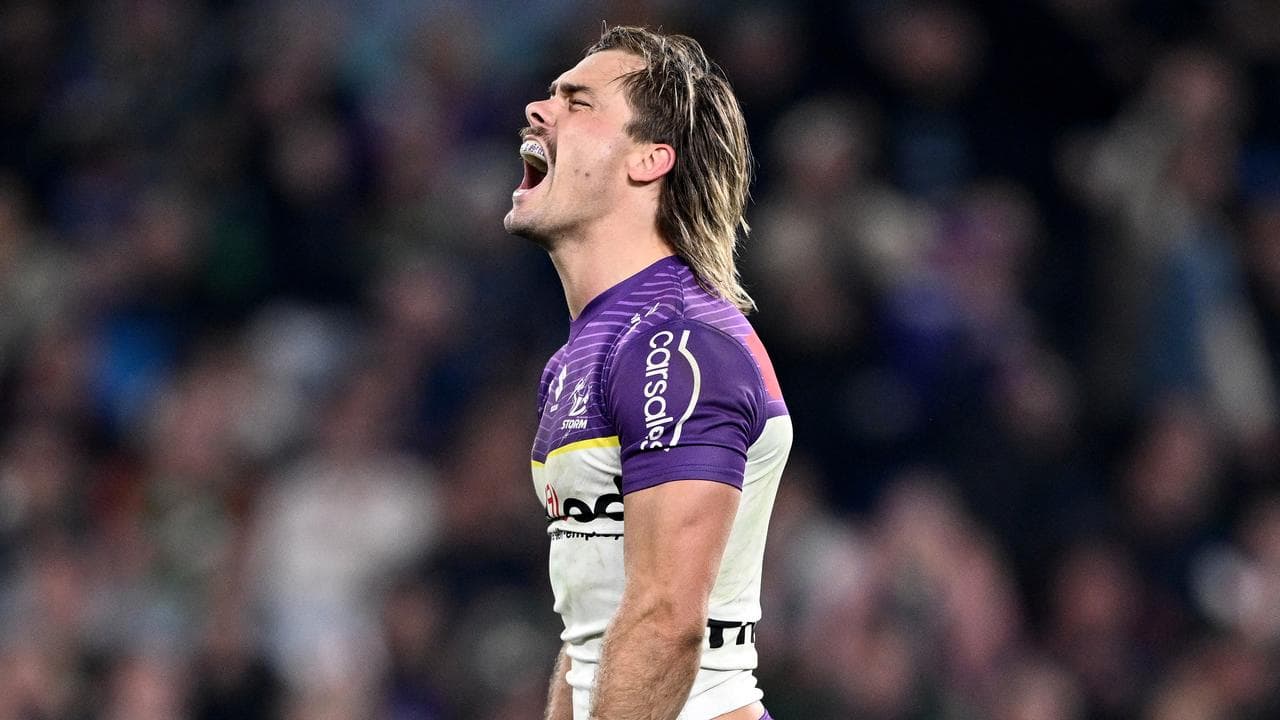 Ryan Papenhuyzen of the Storm celebrates 