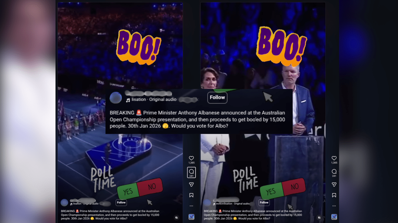 A post falsely claiming a clip shows the PM being booed in 2026.