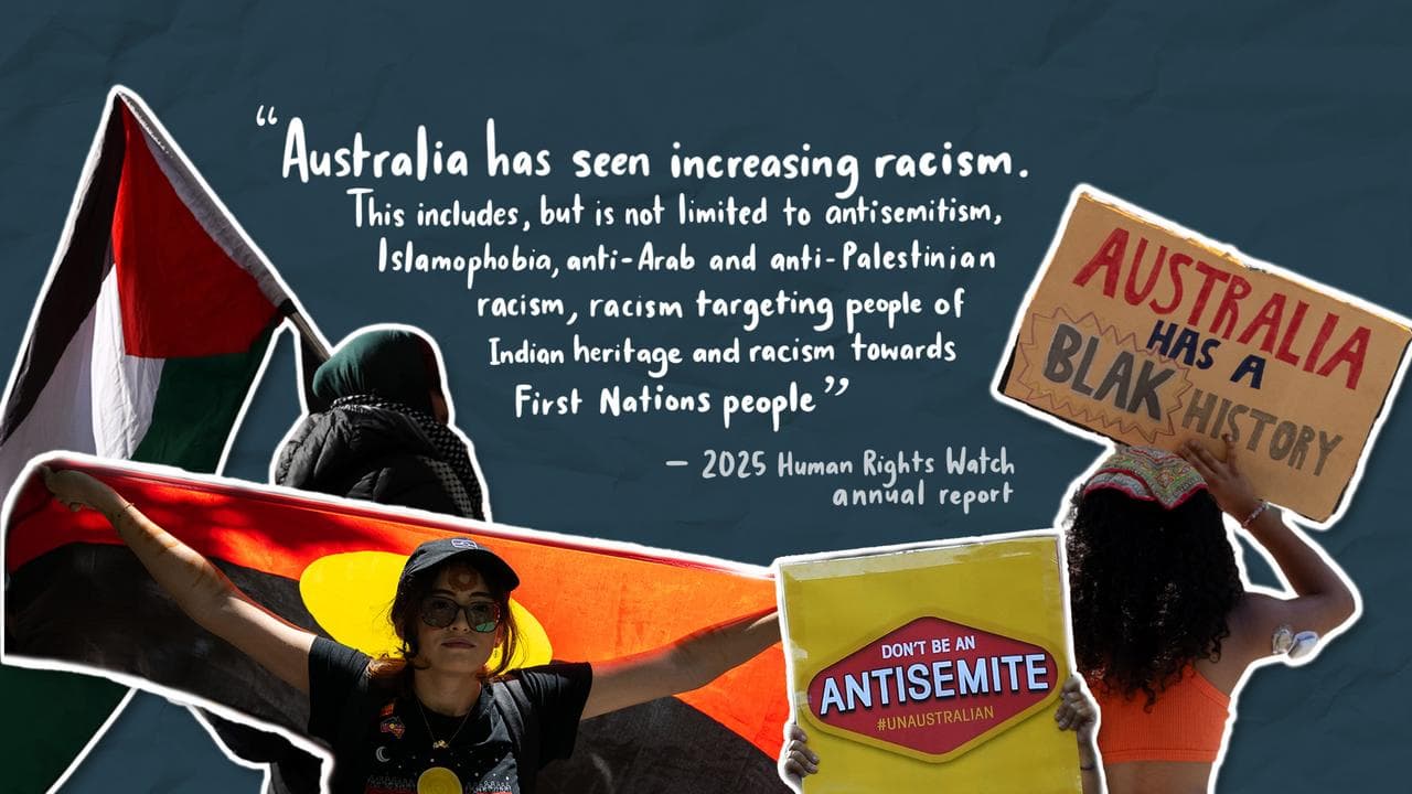 A graphic of a Human Rights Watch report