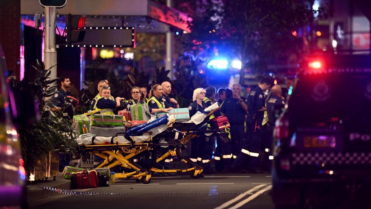 NSW Police and Ambulance are seen at Westfield Bondi Junction