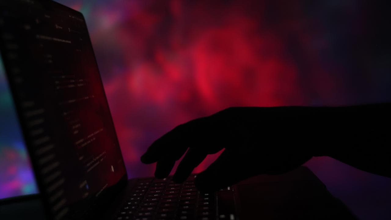 A person uses a laptop (file image)