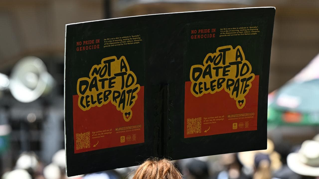 Protesters at an Invasion Day rally in Brisbane