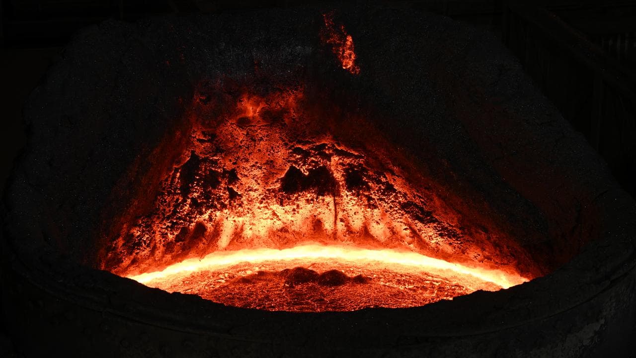 Steel being produced