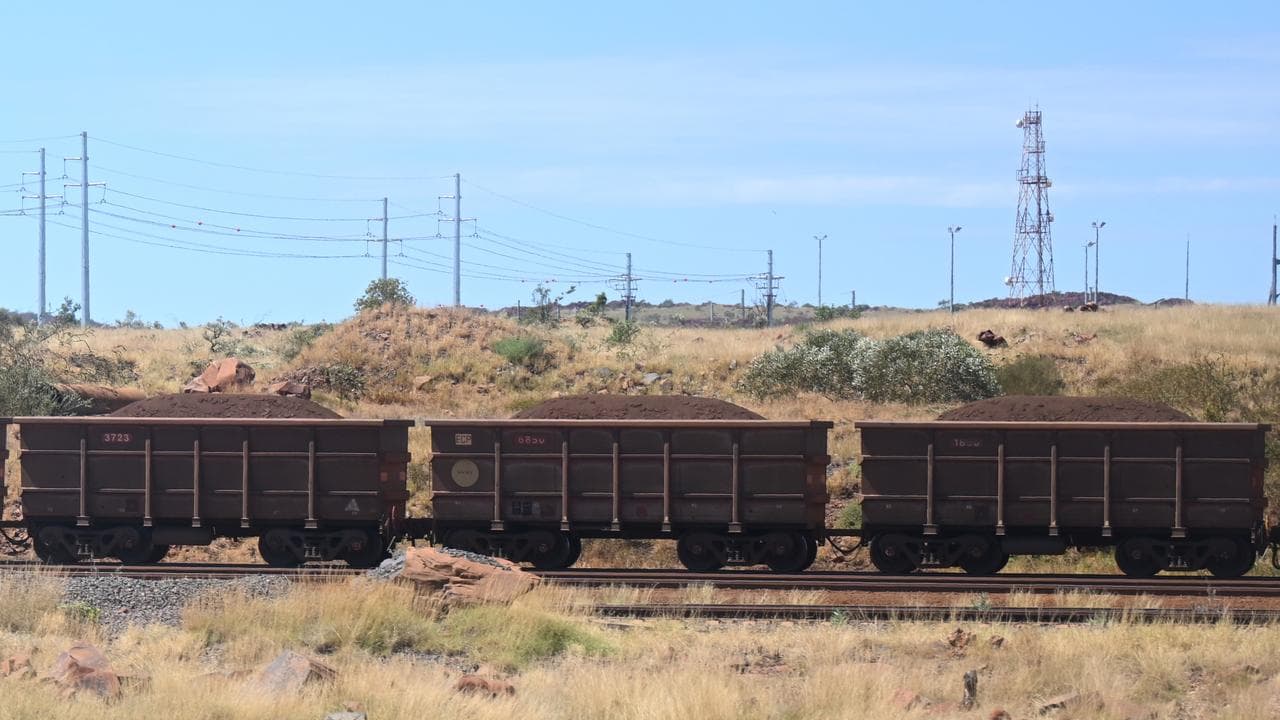 A train carrying iron ore