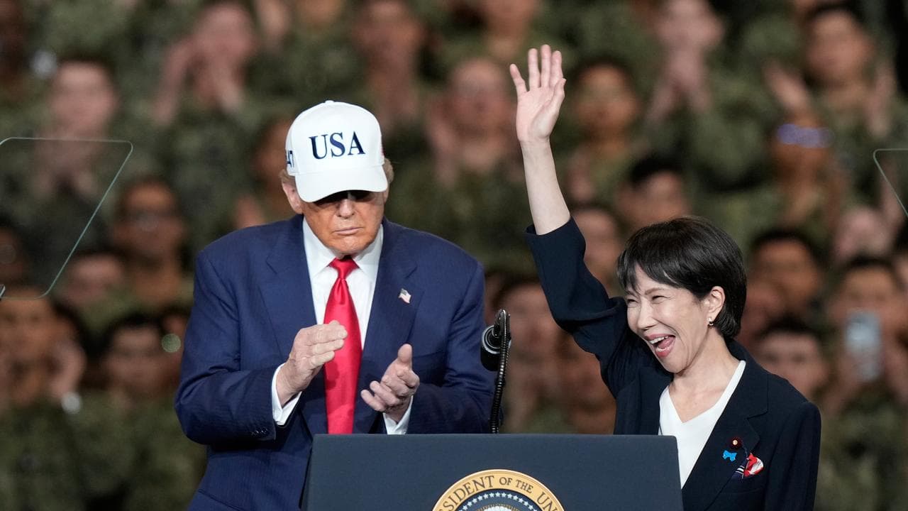 Prime Minister Sanae Takaichi, next to US President Donald Trump