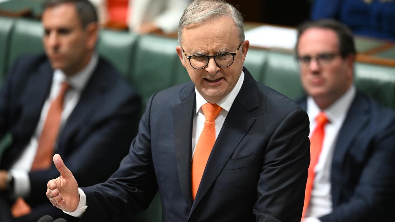 A photo of Prime Minister Anthony Albanese talking in parliament.