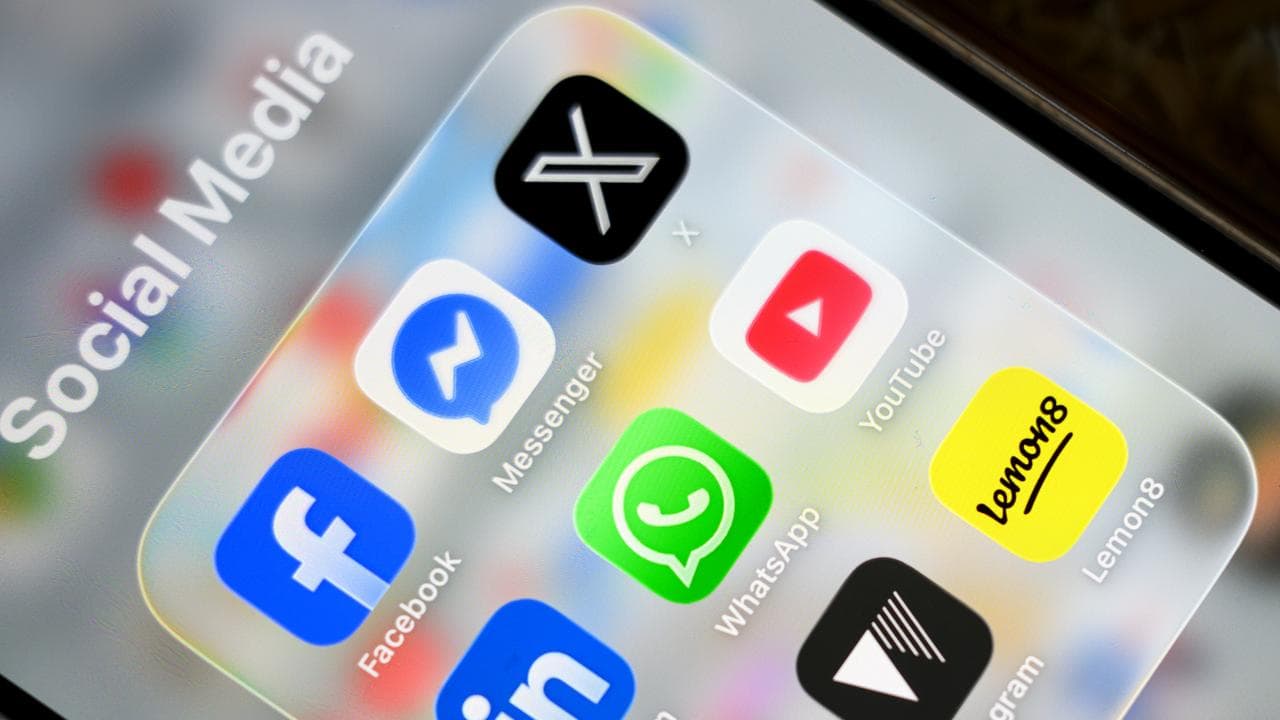 Social media apps on a phone screen (file image)