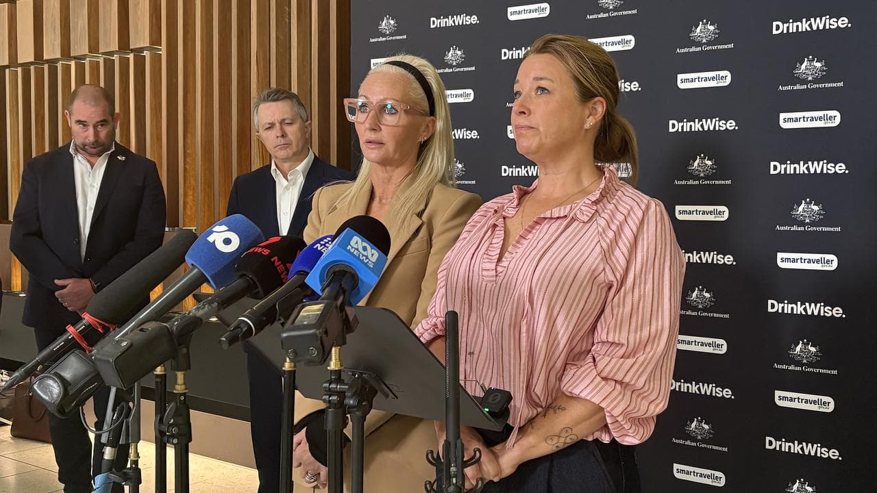 Michelle Jones and Samantha Morton at a Schoolies safety campaign