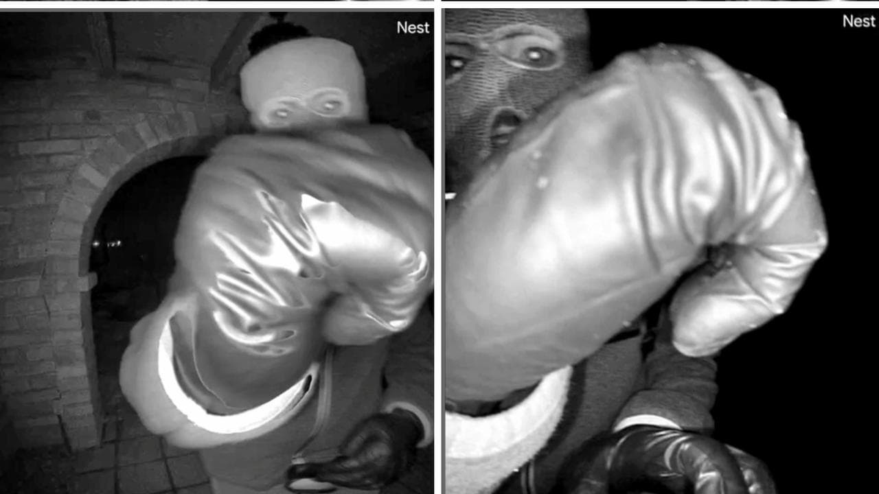 This combo from images provided by the FBI shows surveillance footage