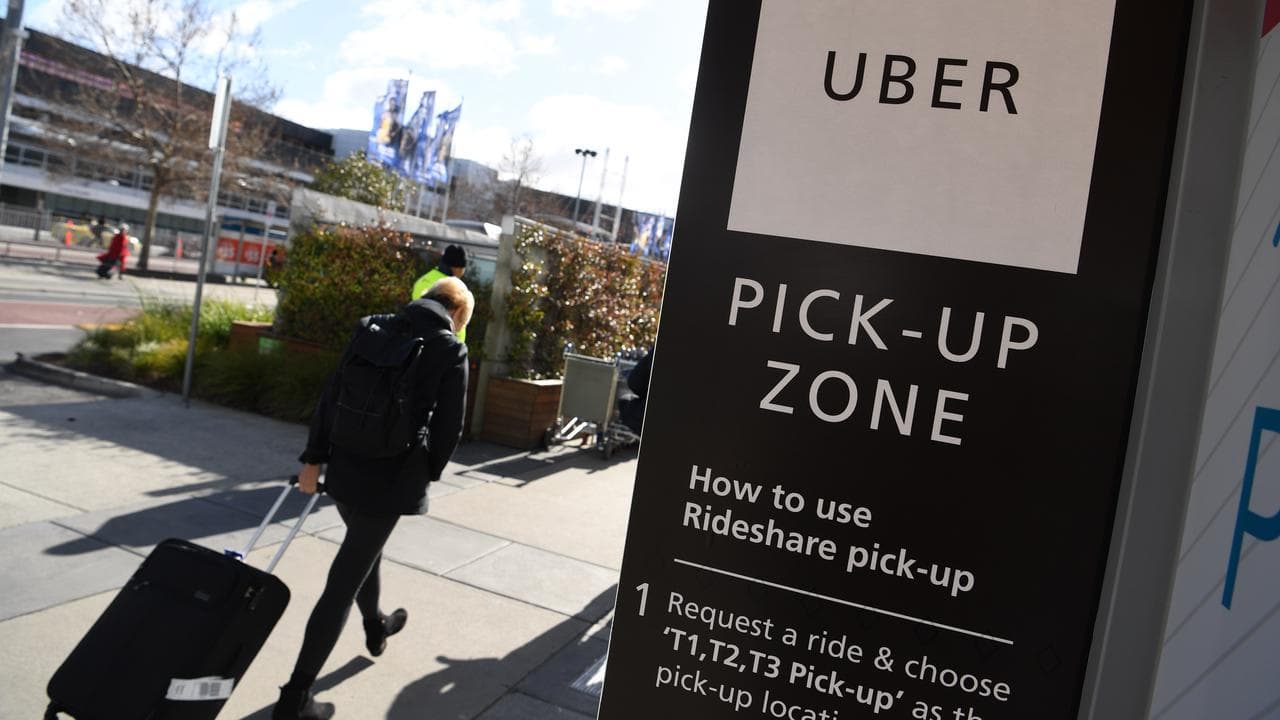 Pick-up zone for Uber at Tullamarine Airport in Melbourne