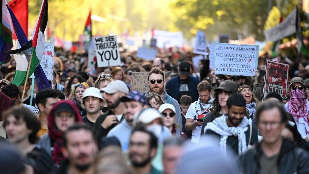 Demonstrators in Melbourne