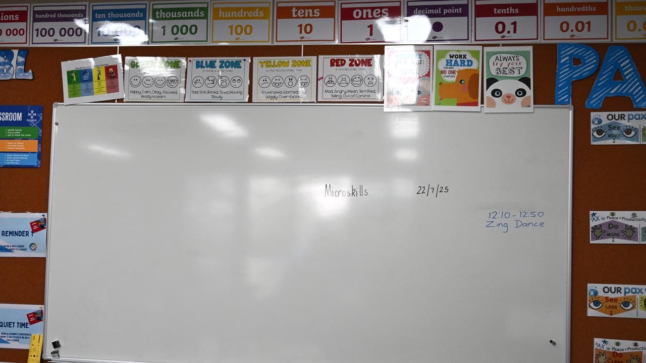 Learning material on the wall of a classroom