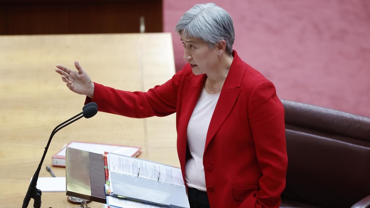 Senator Penny Wong delivering a speech in the Senate.