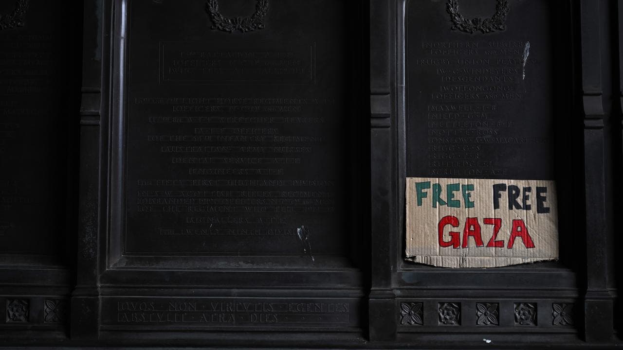 A Free Gaza sign Sydney University (file image)