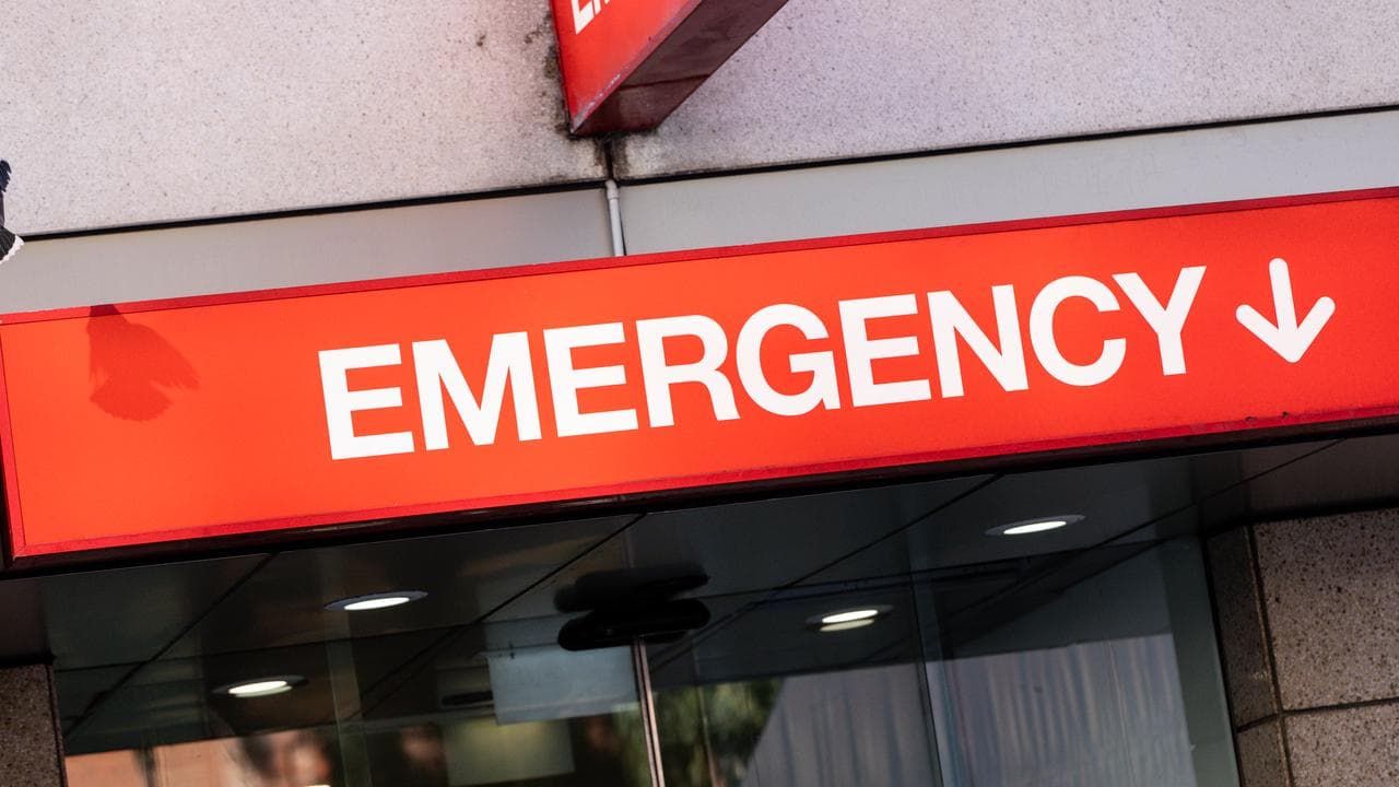 An emergency sign is seen at a hospital in Melbourne