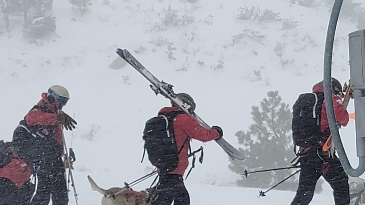Rescues crews work at the scene of an avalanche