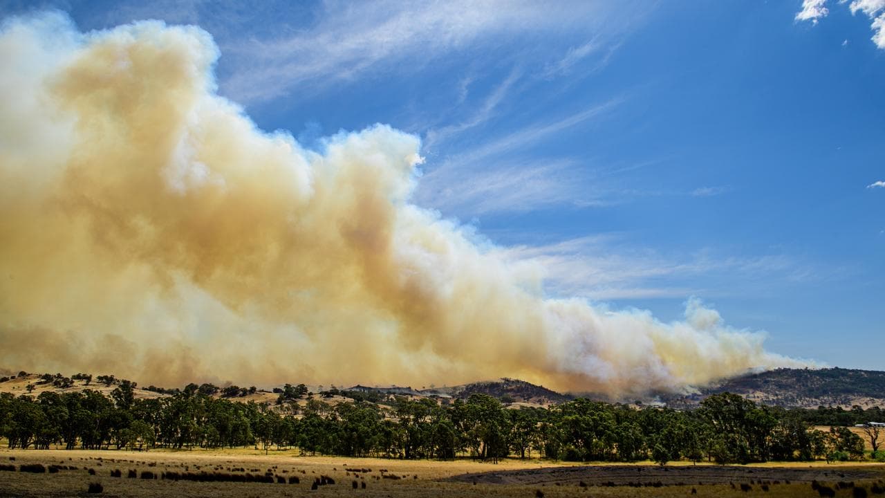 Smoke emerges from a bushfire in Victoria