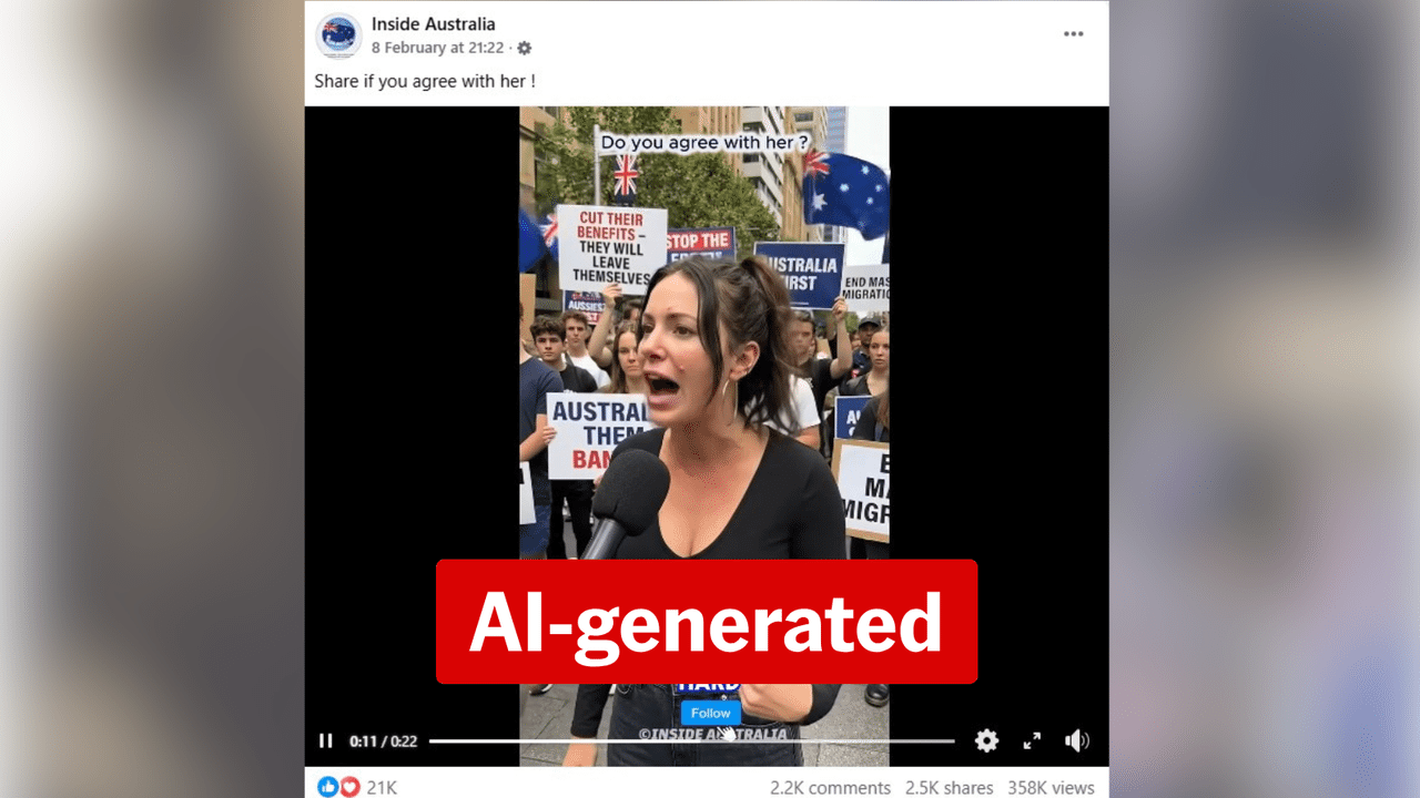 An AI-generated avatar being presented as a real person  