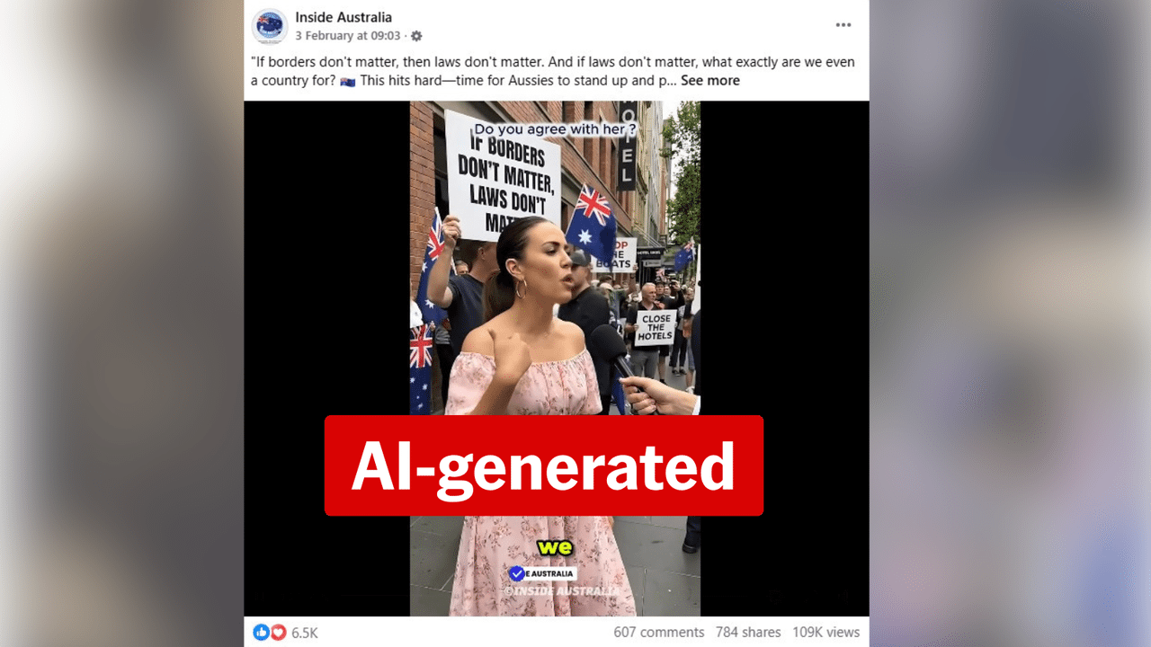 An AI-generated avatar being presented as a real person  