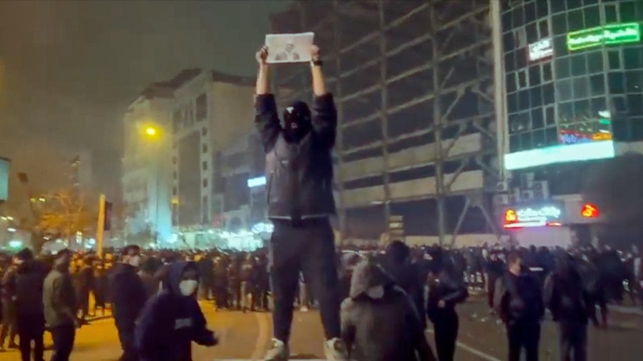 Protest in Tehran, Iran, in January 2026