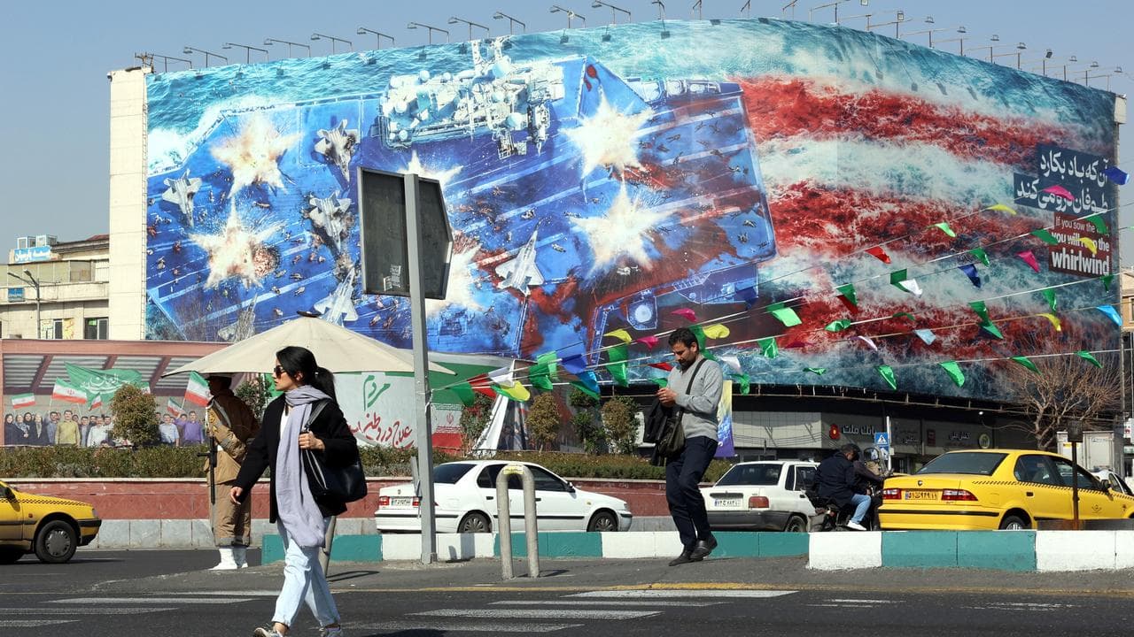 nti-US billboard, in Tehran