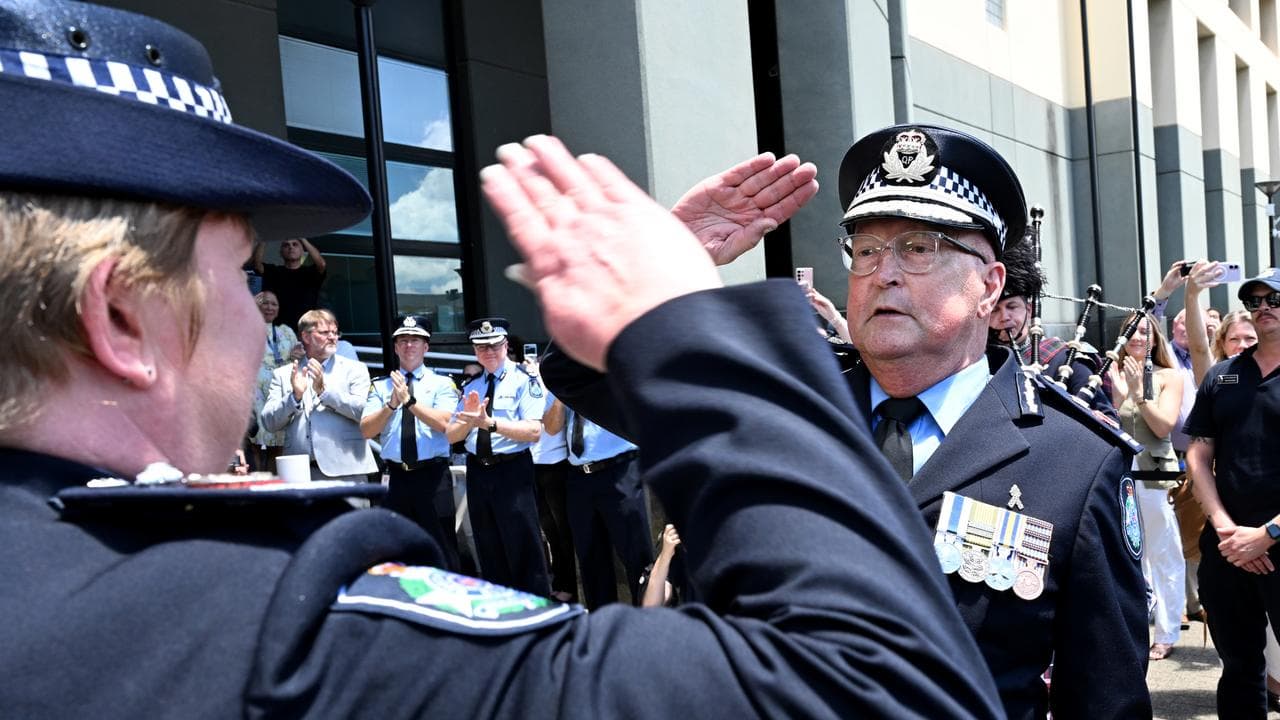 Steve Gollschewski salutes Deputy Commissioner Cheryl Scanlon