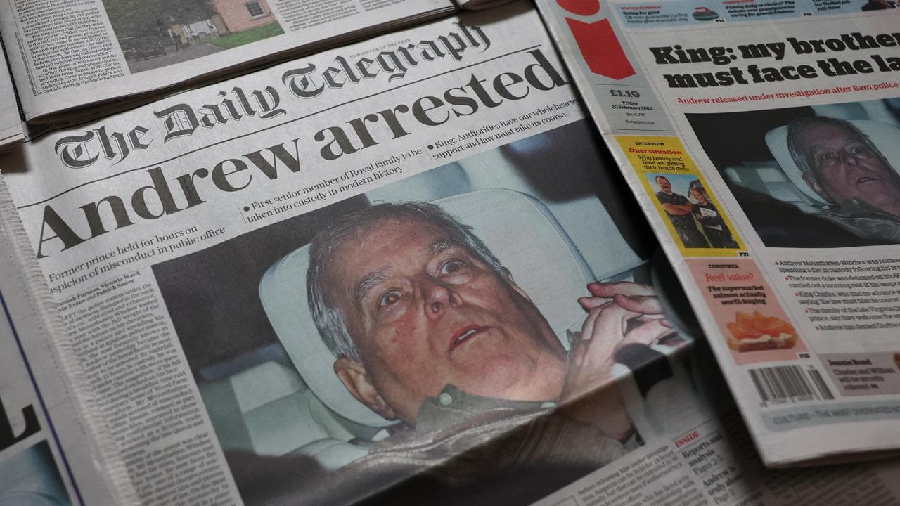 British newspapers after the arrest of Andrew Mountbatten-Windsor