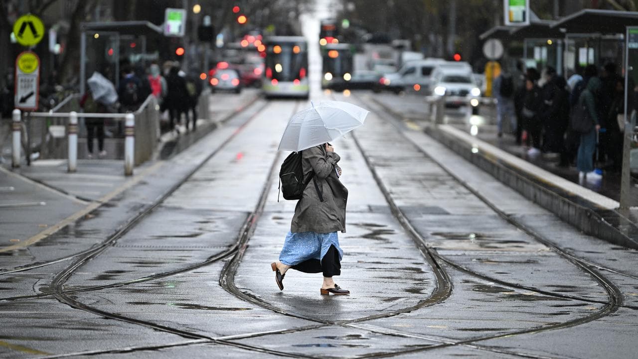 People in Melbourne in the rain
