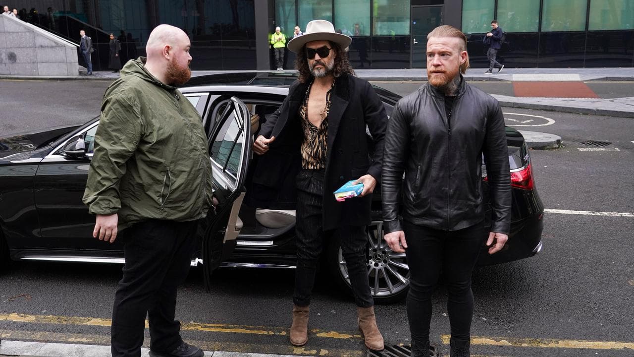 Russell Brand arrives at Southwark Crown Court, in London