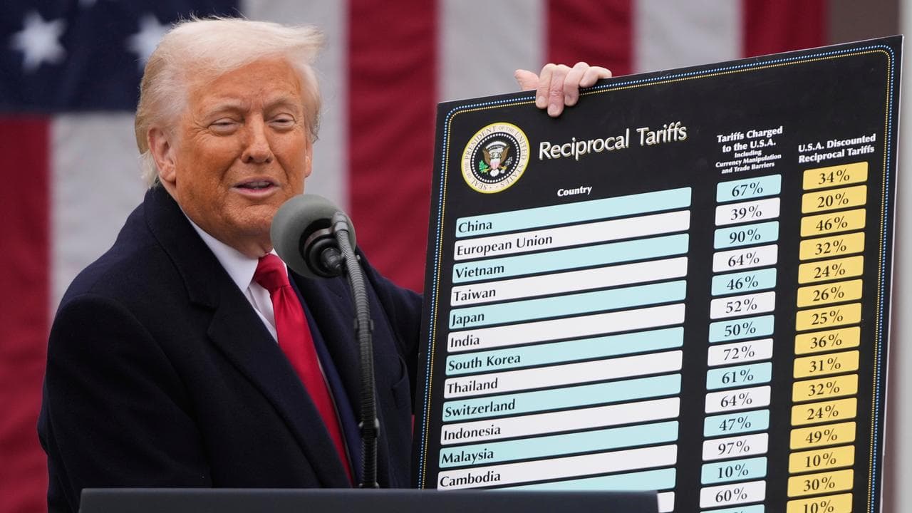 President Donald Trump speaks during an event to announce new tariffs