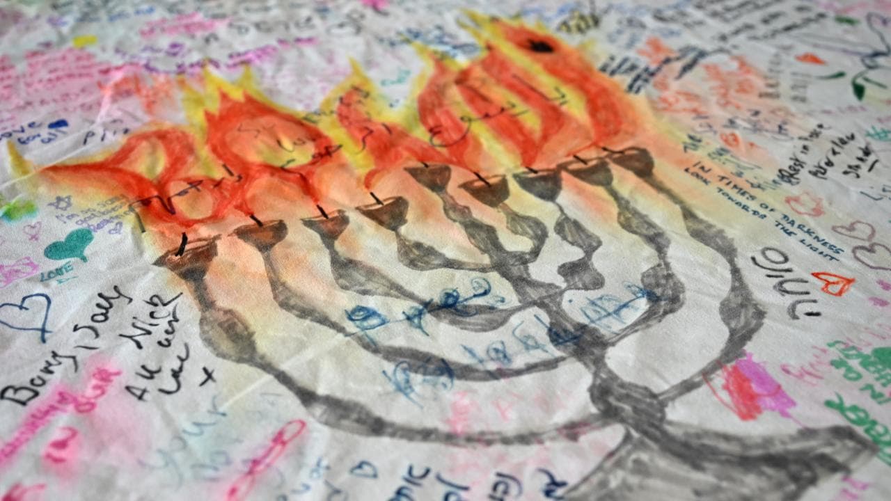 The flower tribute site outside the Bondi Pavilion