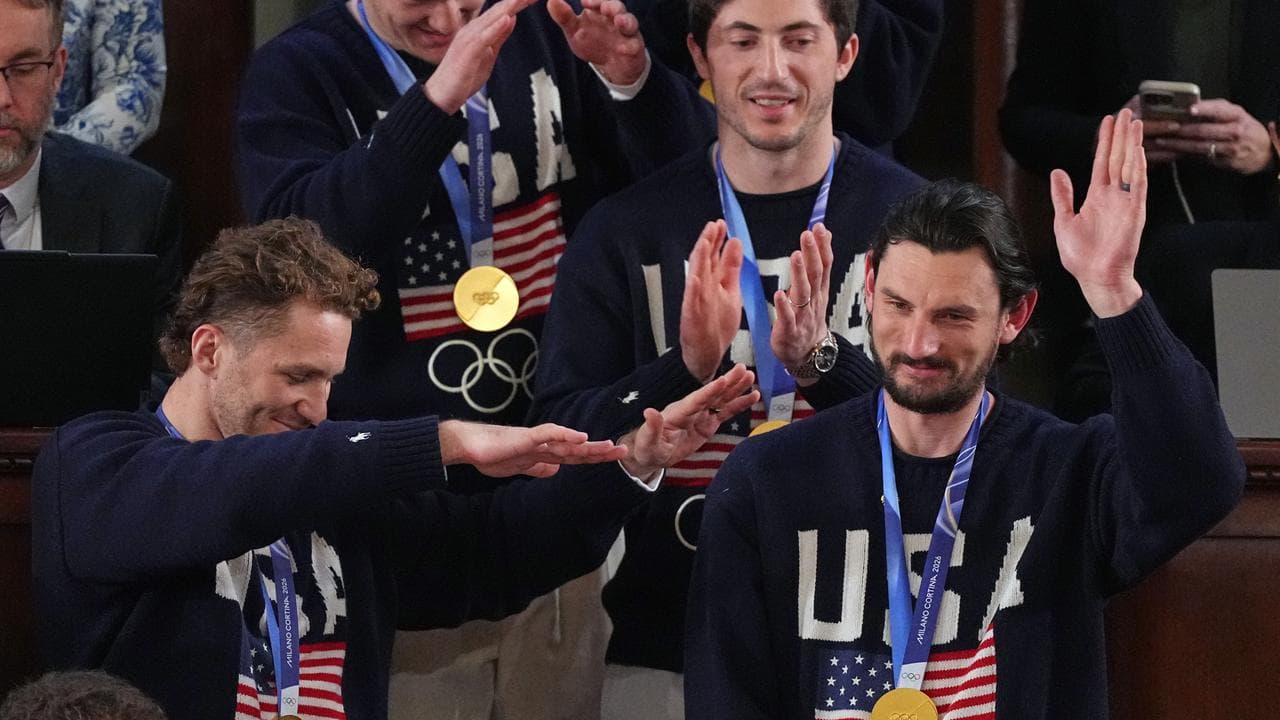 Members of the US hockey team attend the State of the Union address