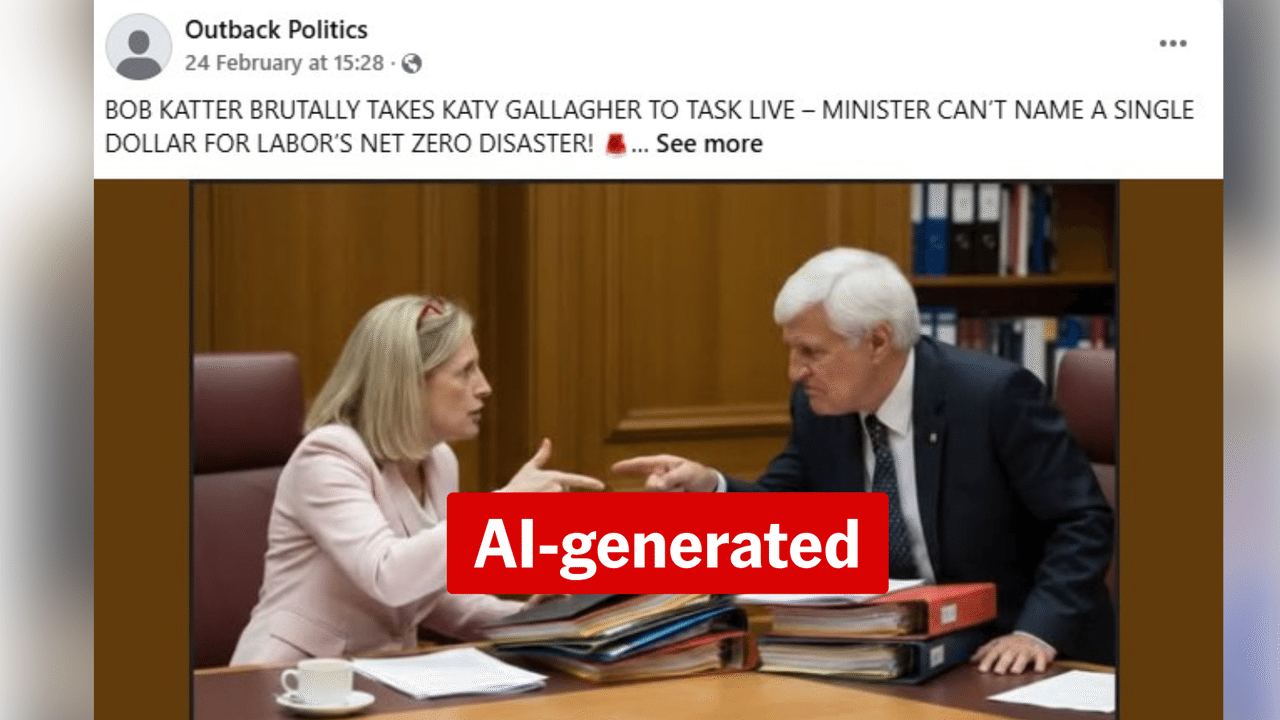 An AI-generated post featuring Bob Katter.