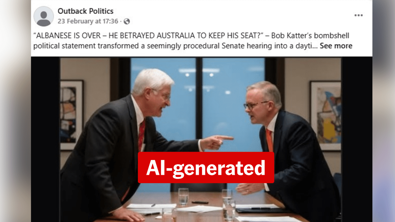 An AI-generated post featuring Bob Katter.