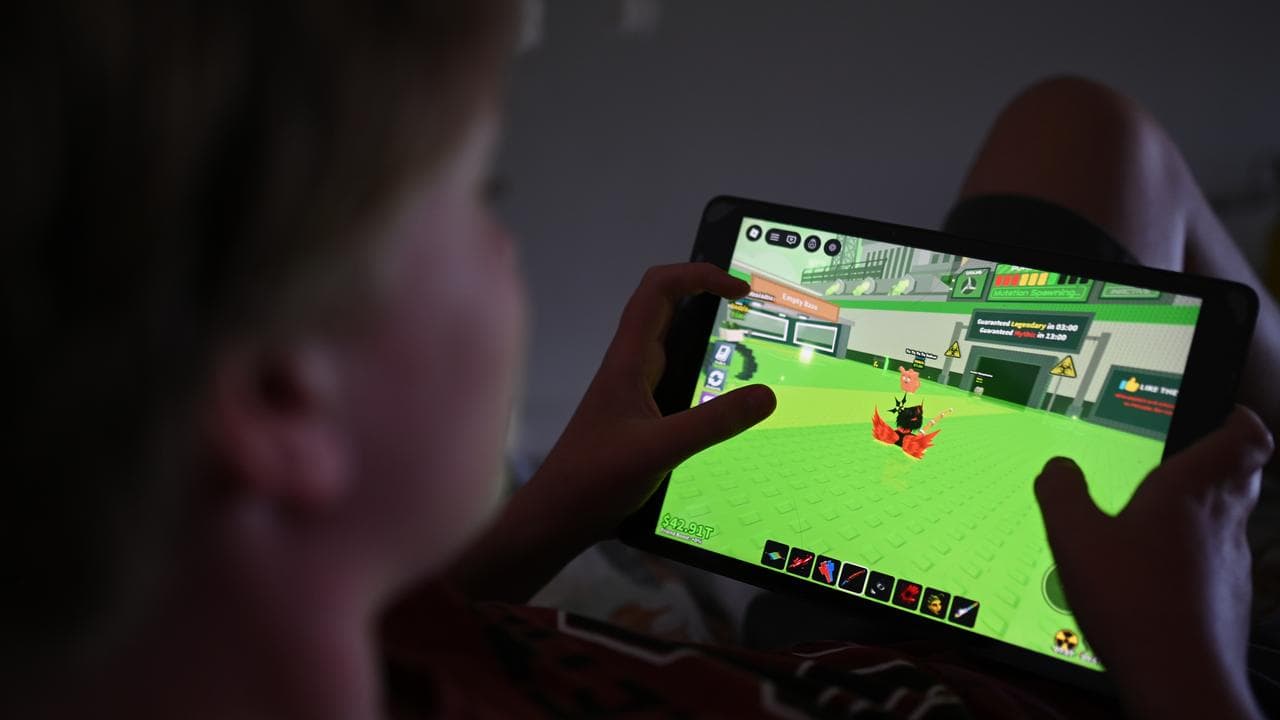 A 12-year-old boy plays a Roblox game
