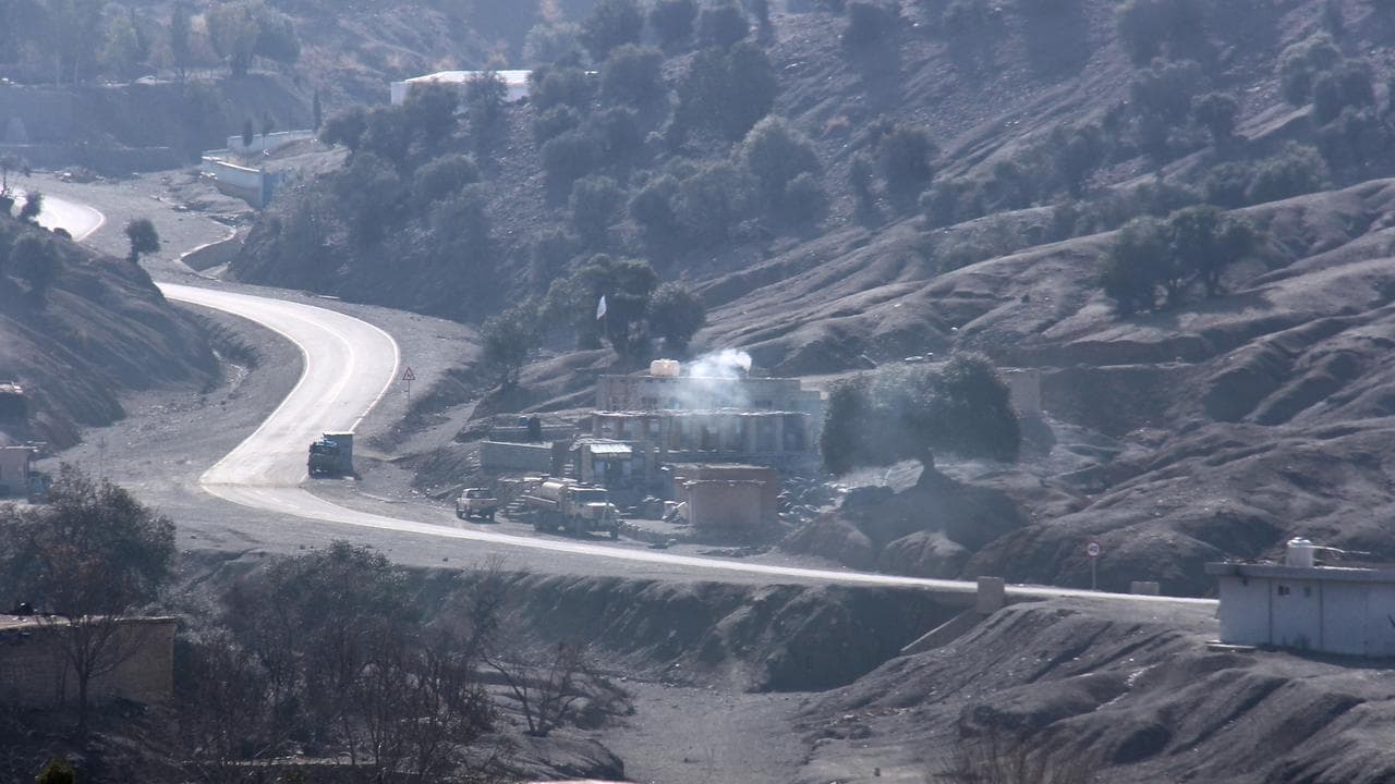 Smoke after an explosion at an Afghan-Pakistan border post