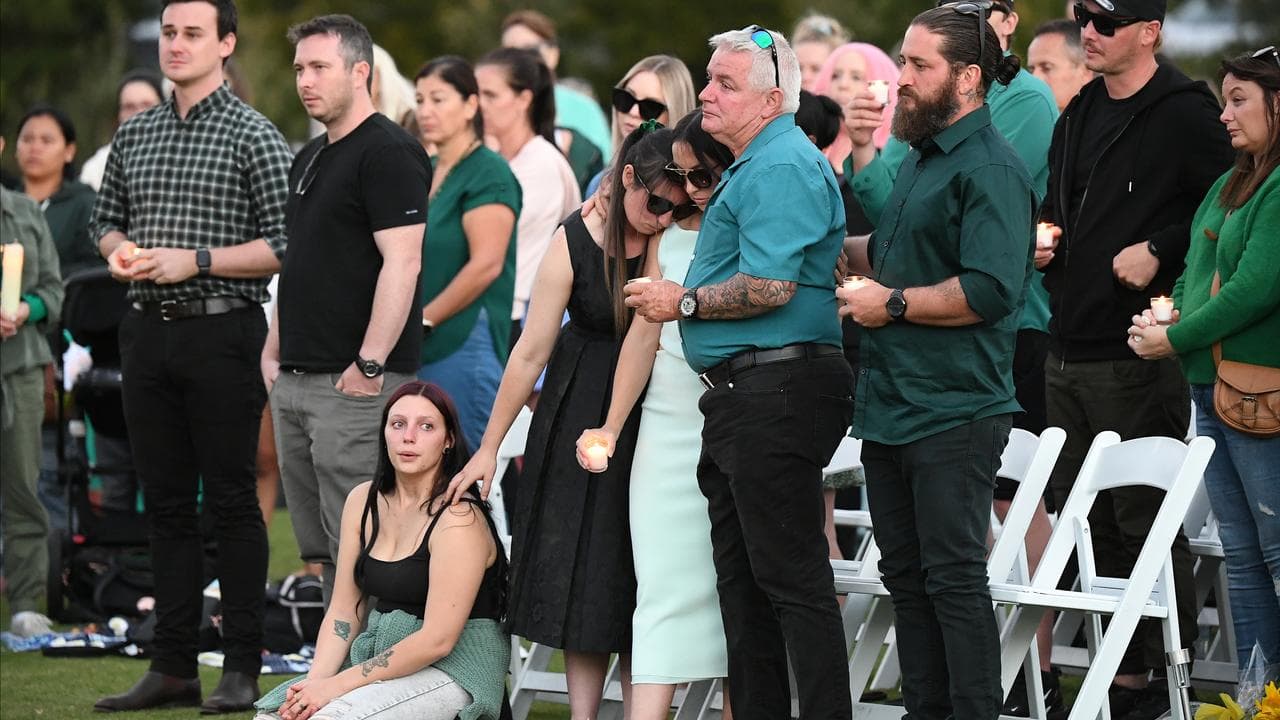 Kelly Wilkinson's family at a vigil (file)