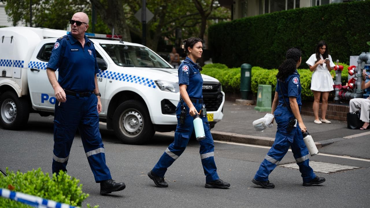 Police work at the scene of a shooting in Potts Point, Sydney