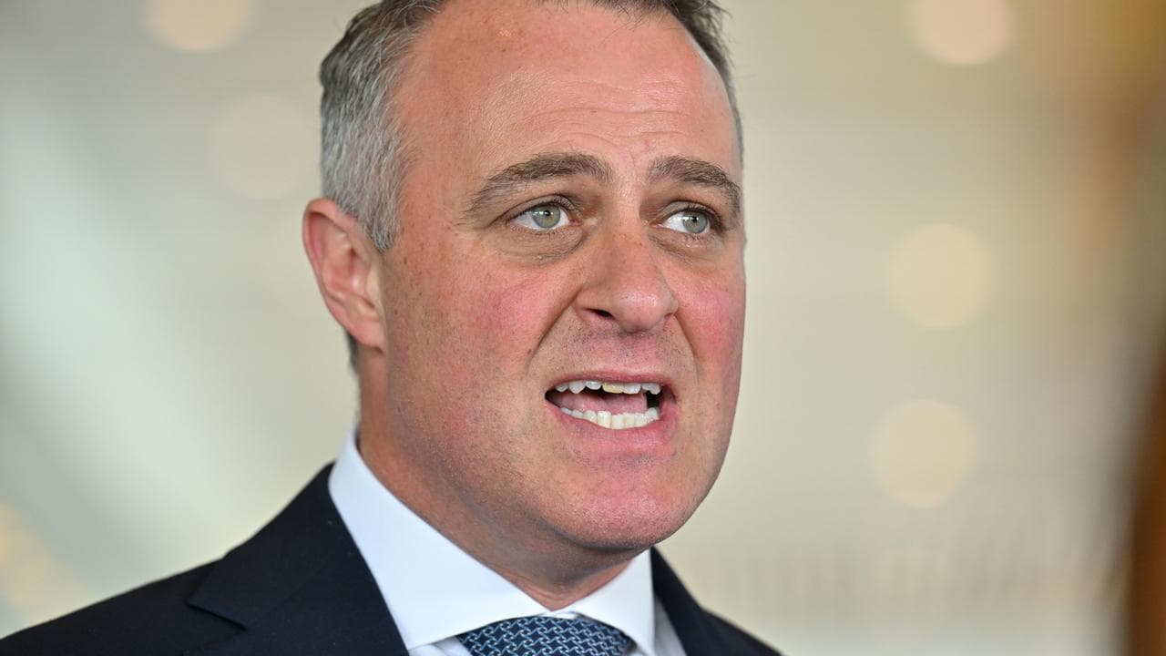 Shadow treasurer Tim Wilson at a media conference at Parliament House