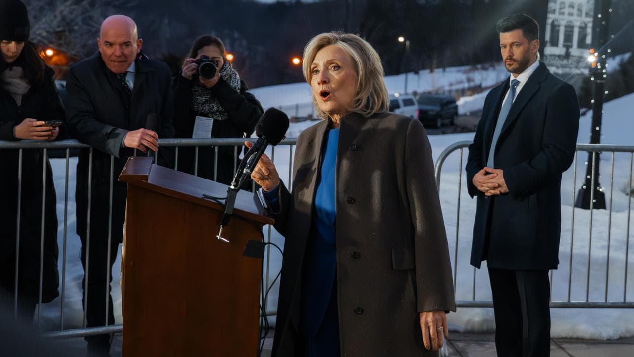 Hillary Clinton after her deposition