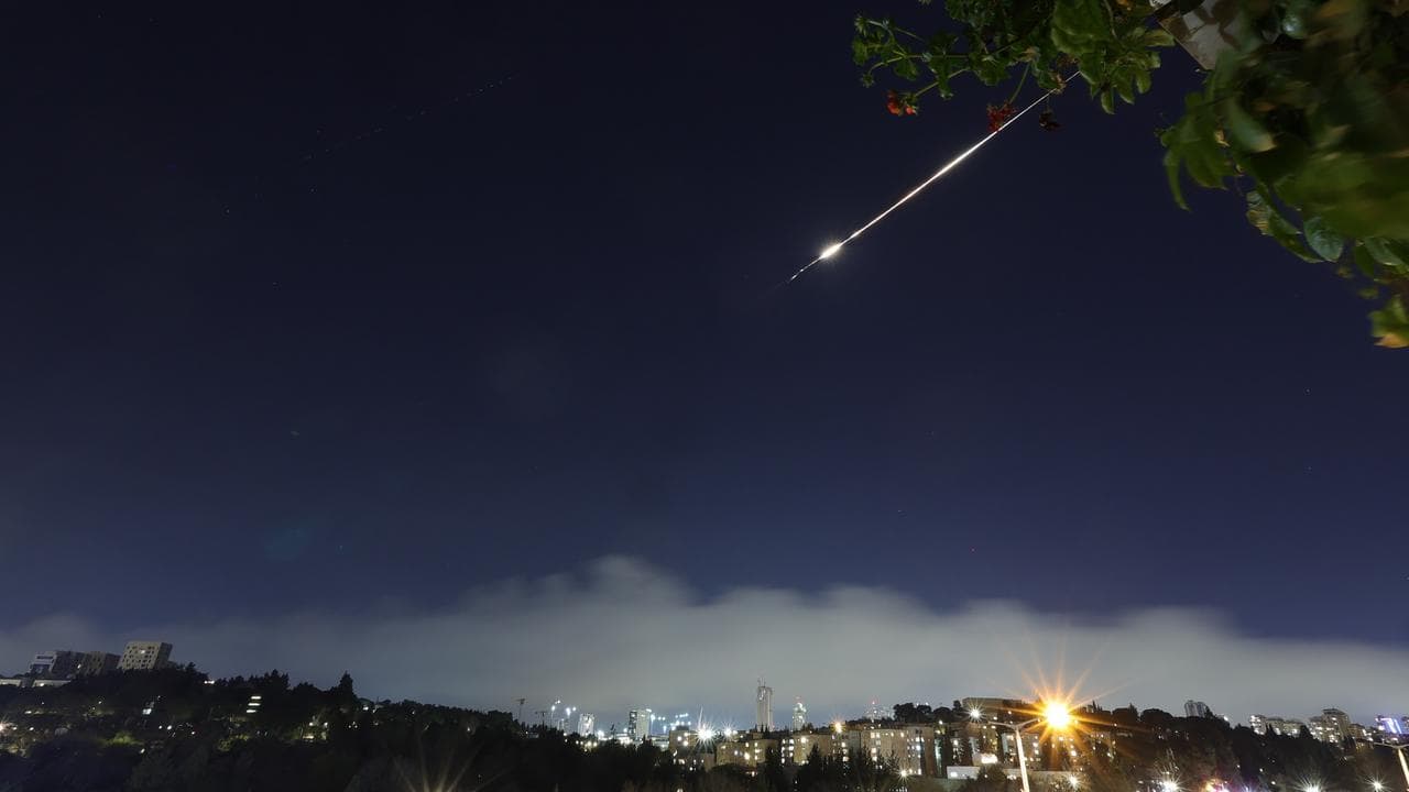 Israel's air defence systems intercept projectiles over Jerusalem