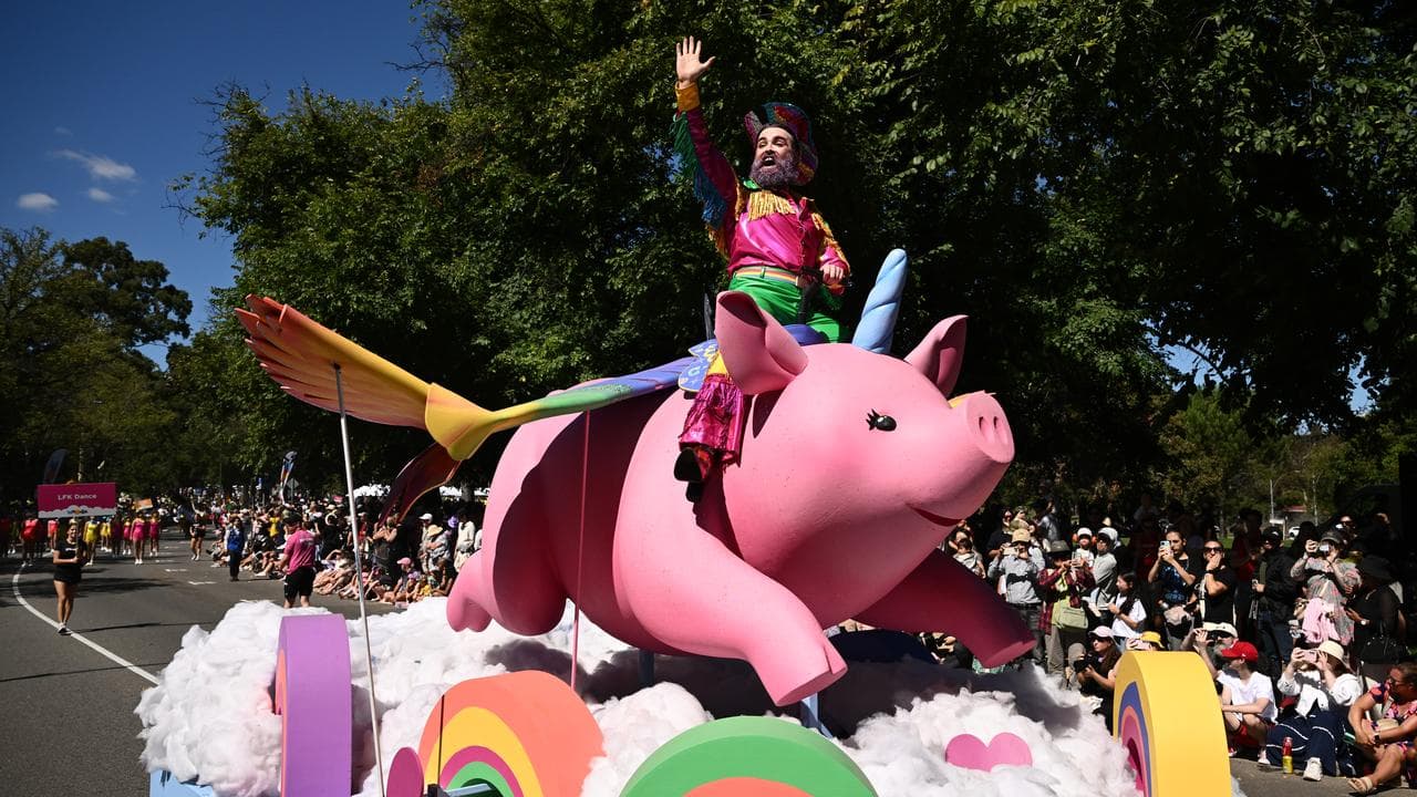 A flying pig unicorn during the 2026 Moomba Parade