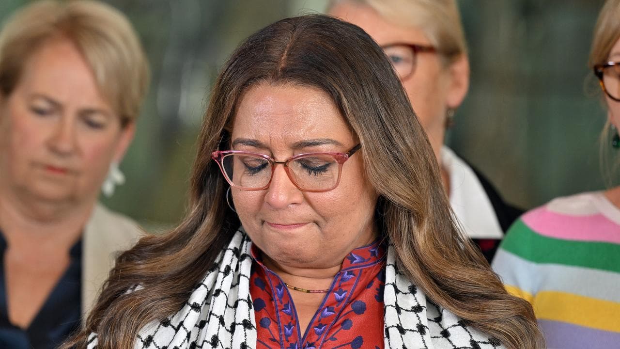 Senator Mehreen Faruqi at a press conference on November 6, 2023.