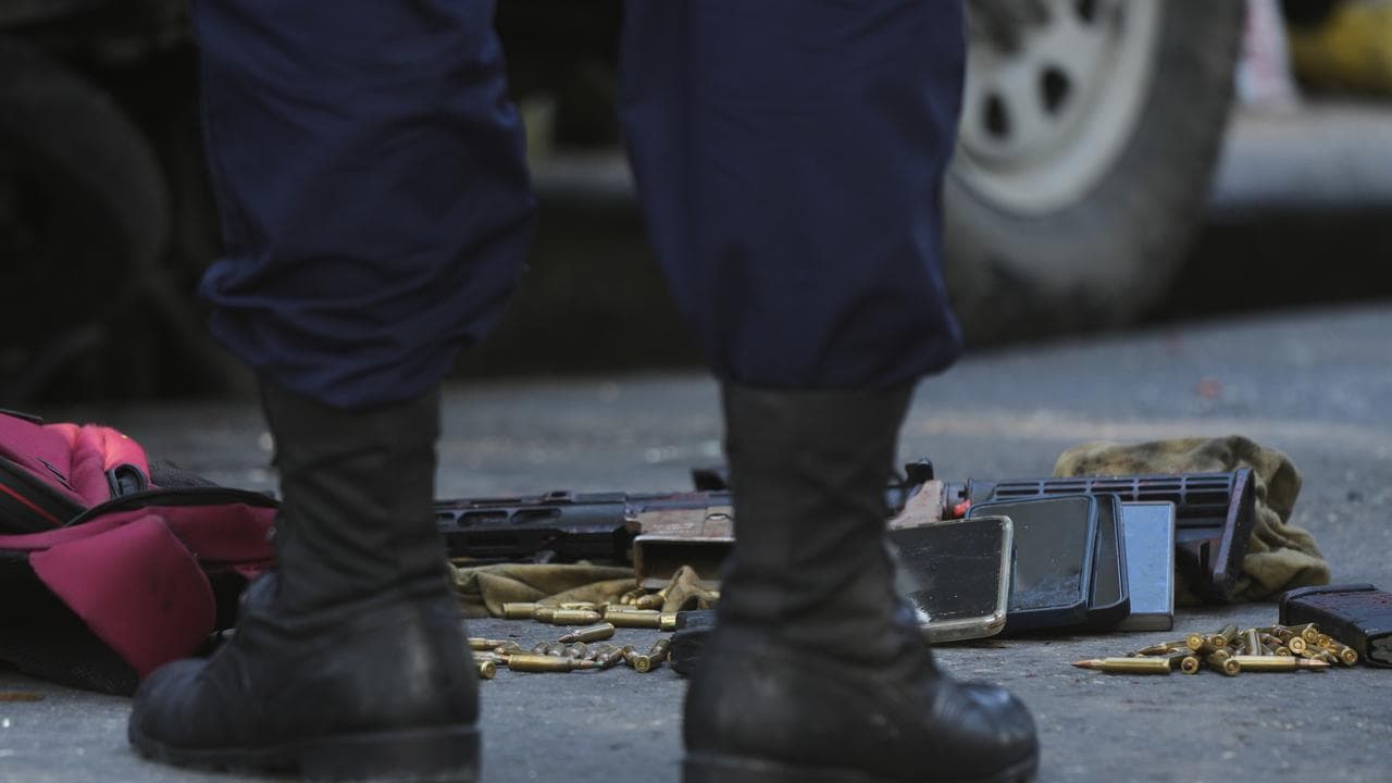 Bullets on the ground where police foiled an attempted kidnapping
