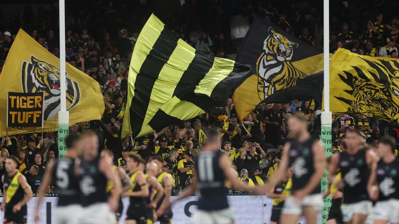 Tiger fans celebrate last year's victory over Carlton.