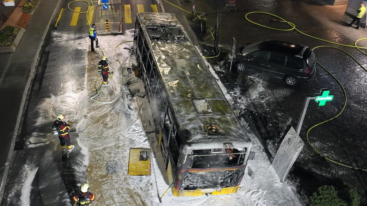 The burnt-out bus