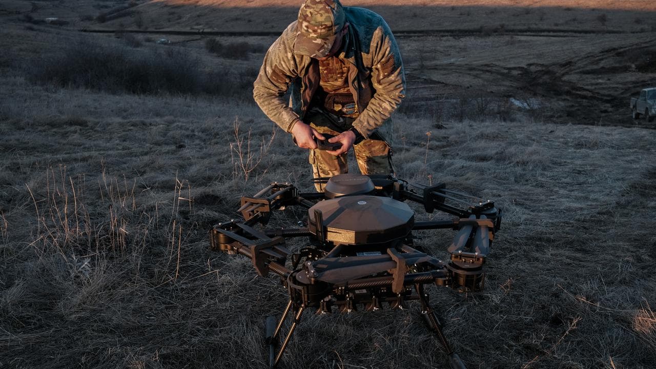 A file photo of a Ukrainian drone 