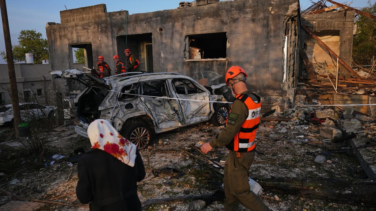 A house destroyed by an Iranian missile strike in Zarzir, Israel