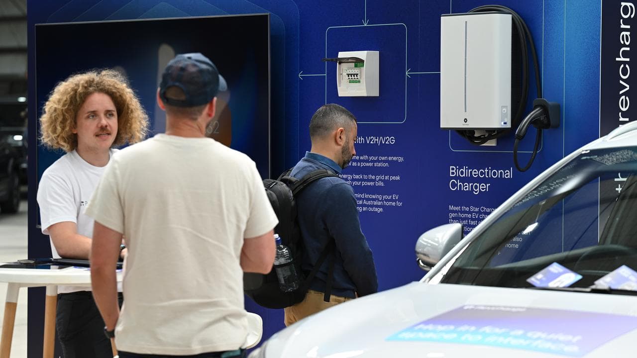 Chargers at an EV car expo