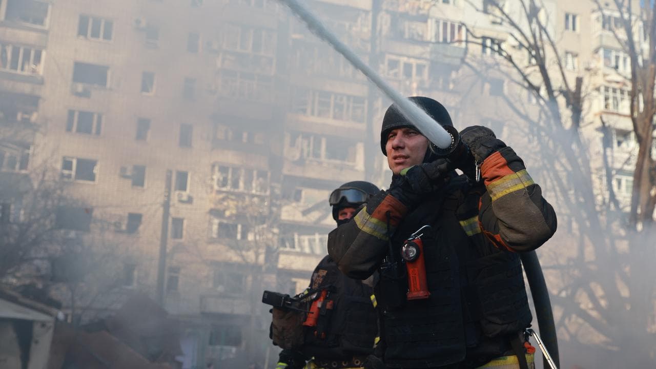 Firefighters in Zaporizhzhia